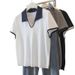 Korean Style Women's Oversized Casual Polo Collar T-Shirt Short Sleeve Contrast Color Knit Top_ecoleips.com