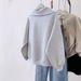Women’s Half-Zip Fleece Sweatshirt – Oversized Lapel Pullover (Greyish/Dark Gray, XS-XXL)_ecoleips.com