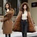 Women's Long Parka Coat With Detachable Faux Fur Trim, Winter Warm Hooded Jacket, Oversized Pockets, Loose Fit, Polyester Shell, Fashion"_ecoleips.com