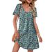 2025 Women's Casual Commuting Printed Round Neck Short Sleeved Pocket Dress_ecoleips.com