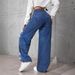 American Retro Blue Jeans For Women, Autumn And Winter 2025 New Style With Rhinestones, Butterfly Loose Straight Long_ecoleips.com