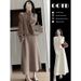 Maternity Wear New Autumn Winter Tea Style Outfit High-end Dress Two-piece Set_ecoleips.com