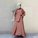Modest Evening Dress Middle Eastern Traditional Abaya Long Sleeved Shirt And Skirt Set Solid Color Pure Cotton Elegant Muslim Suit For Women_ecoleips.com