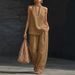 Women's Halter Neck Sleeveless Casual Suit V Neck New Clothing Relaxed Everyday Wear Comfortable Feshion_ecoleips.com