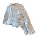 Elegant Blue Tweed Jacket For Women - French-Inspired Pearl Button Short Coat, Chic And Stylish_ecoleips.com