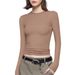 . European And American Cross-Border 2023 Autumn Women's New Solid Color Round Neck Slim Fit Base Shirt Long Sleeve_ecoleips.com