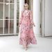 "Elegant V-Neck Printed Muslim Maxi Dress With Lantern Sleeves – Modest Flowy Skirt For Women"_ecoleips.com