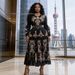 Women's V-Neck Slimming Dress Pleated Waist Long Sleeve Printed Style For Vacation Long Skirt_ecoleips.com