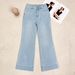 Light Blue Tencel Cotton Wide-brimmed Flared Jeans For Women, 2026 Spring, Stretchy High-waisted Slim-fit Bell-bottom_ecoleips.com