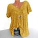 New Cross-border European American Women's Clothing 2019 Summer Hot-selling V-neck Loose Short-sleeve Printed T-shirt On_ecoleips.com
