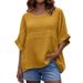 Women's Clothing Round Neck Casual Top Three Quarter Sleeve Loose Fit American Style Summer New_ecoleips.com