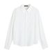 Women's Long Sleeve Polo Collar Blouse - Elegant Chiffon Shirt For Work & Casual (White, Spring)_ecoleips.com