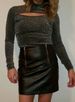 2025 Summer New Short A-line Leather Half Zipper Women's Bodycon Pencil Skirt_ecoleips.com