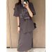 Women's Summer Fashion Set, Tummy Covering Slimming Skirt Two-Piece Set For Plus Size Women 1.0-150kg_ecoleips.com