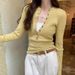 Women's Ribbed Knit Henley Top – Versatile Layering Essential (Breathable Viscose, Slim Fit, All-Season Staple In 7 Classic Colors)_ecoleips.com