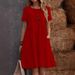 Solid Color Round Neck Short Sleeve Dress For Women Loose Fitting With Pockets Popular Style_ecoleips.com