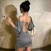Summer New Women's Sexy Off-Shoulder Big Backless Slim Fit Tassel Tie Bodycon Skirt Style_ecoleips.com