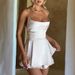 Women's Sexy Solid Color Backless Lace Up Satin Belted Halter Mini Dress – Summer Party Gown_ecoleips.com