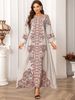 Kaftan High Density Hot Diamond Beading Printing Muslim Women's Robe Elegant Dress_ecoleips.com