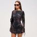 F24DS269 Women's Slim Fit Long Sleeve Dress Fashionable Sexy round Neck Printed European American Style Cross Border Clothing_ecoleips.com