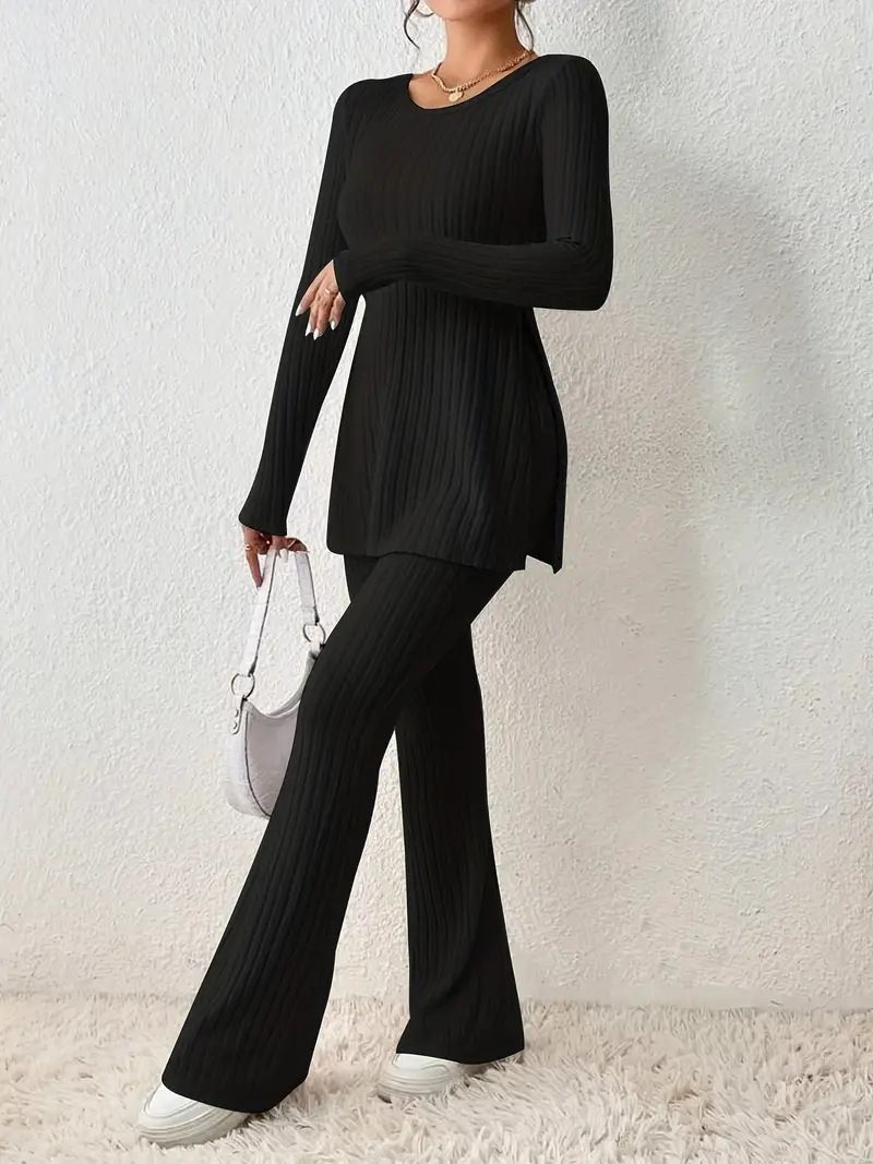 Monochromatic Autumn-Winter Fashion Sweater With Long Sleeves, Striped Design, And A Slim-Fit Silhouette For Women, Exud_ecoleips.com