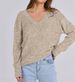 K Women's Long-sleeved V-neck Ribbed Brushed Knitted Top T-shirt_ecoleips.com