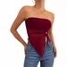 Women's Clothing Summer New Solid Color Side Drawstring Slit Irregular Slim Fit Tube Top Vest Top_ecoleips.com
