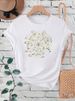 European And American Cross-border Foreign Trade Women's Clothing, Floral Print Round-neck Short-sleeve T-shirt Top_ecoleips.com