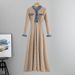 Women's Clothing Spring And Autumn Women's Clothing Temperament Slim Denim Splicing Contrast Color Long Sleeved Dress_ecoleips.com