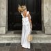 Women's Clothing Spring And Summer Cotton And Linen Sexy V Neck Flying Sleeves Backless Lace Up Top High Waist Loose Casual Trousers Suit Women_ecoleips.com