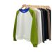 American Style Cotton Winter Silver Fox Fleece Hoodless Sweatshirt For Women Autumn Long Sleeve Color Block Top Spring_ecoleips.com