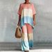 Women's Clothing Casual Round Neck Short Sleeve Top Plus Size Digital Print Clothing Set New 2026_ecoleips.com
