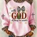 Women's Long Sleeve Waffle Print T-Shirt 3D Digital Print Casual Loose Fit round Neck Top for Streetwear And Travel_ecoleips.com