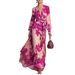 Elegant Style Printed Chiffon Long Dress V Neck Tie Waist Elegant Classy Spring New Style Long Sleeved_ecoleips.com
