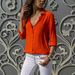2018 Autumn Winter Women's Long Sleeve Deep V Button Chiffon Blouse_ecoleips.com