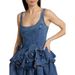Women's Clothing New Summer 3d Floral Denim Mini Skirt Female Retro A Line Suspenders High Street Dress_ecoleips.com