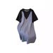 Women's Clothing Fat Girl Loose Slim Stitching Contrast Color Two Piece Dress YD2647_ecoleips.com