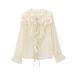 Aria Basics Aria Basics AA2025 New European American Women's Fashion Cross-Border Trade Shirt With Bow And Layered Decoration 8538_ecoleips.com