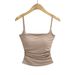 Women's 2024 Summer New Style Ruched Waist-Cinching Camisole With Chest Pads, Short Slim-Fit Top For Layering Or_ecoleips.com