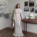 Modest Abaya Dress/Muslim Dress Women Elegant Long Sleeve Midi Dress Set - Flowy Knit Two-Piece Outfit With Bell Sleeves (S-XXL, Beige)_ecoleips.com