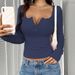 New 2026 Women's Lace Top Button V Neck Slim Fit Long Sleeve Fashionable Autumn Winter Fashion For Women's T-Shirts_ecoleips.com