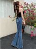 K New Arrivals 3D Bow Denim Pants For Women High-Waisted Versatile Slimming Flared Leggings_ecoleips.com