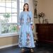 Muslim Round Neck Robe Fashionable Temperament Abaya Diamond Cannon Bead Print Dress_ecoleips.com