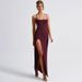 Women's Slim Fit Spaghetti Strap Dress Backless with Slit European And American Export Basic Summer Sexy Dress 2024_ecoleips.com