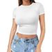 Jiangyi Cross-Border Cropped Short-Sleeve T-Shirt For Women 2026 European And American Popular Women's Plus Size_ecoleips.com