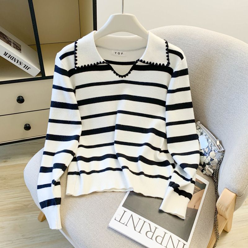 Women's Contrast-Trim Knit Polo Top – Korean-Inspired Spring Layering Piece | Breathable Stretch Fabric | Versatile Black/Grey/Navy/Beige_ecoleips.com