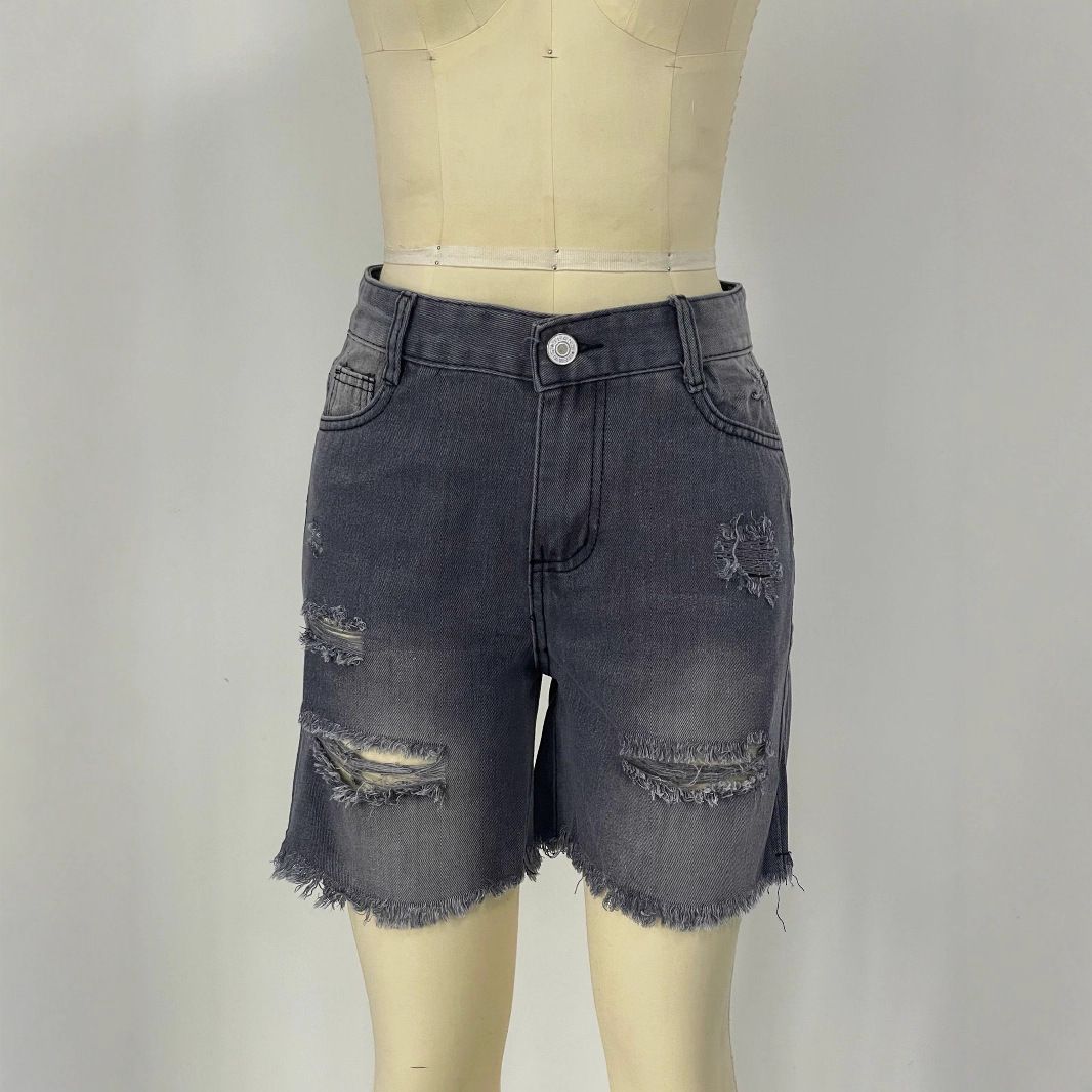 K Broken Hole, Rough Edge, Cow Size Shorts, Women's Slimming Look, Women's Jeans_ecoleips.com