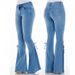 Women’s Clothing Jeans Mid Waist Tie Denim Trousers Stretch Jeans Women's Flared Pants_ecoleips.com