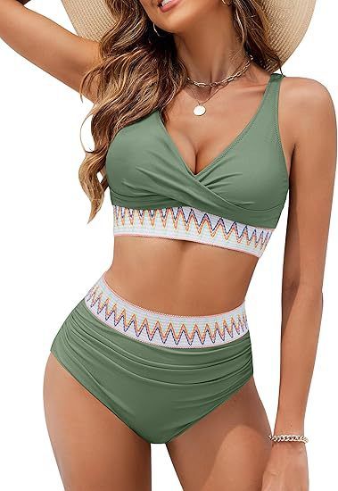 Women's Clothing Two Piece Set V Neck Ribbon Bikini Gathered_ecoleips.com