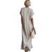 Bohemian Maxi Dress Lace Trim Flowy Cotton Linen Blend Summer Elegant Hem Detail Women's Clothing/Dress_ecoleips.com